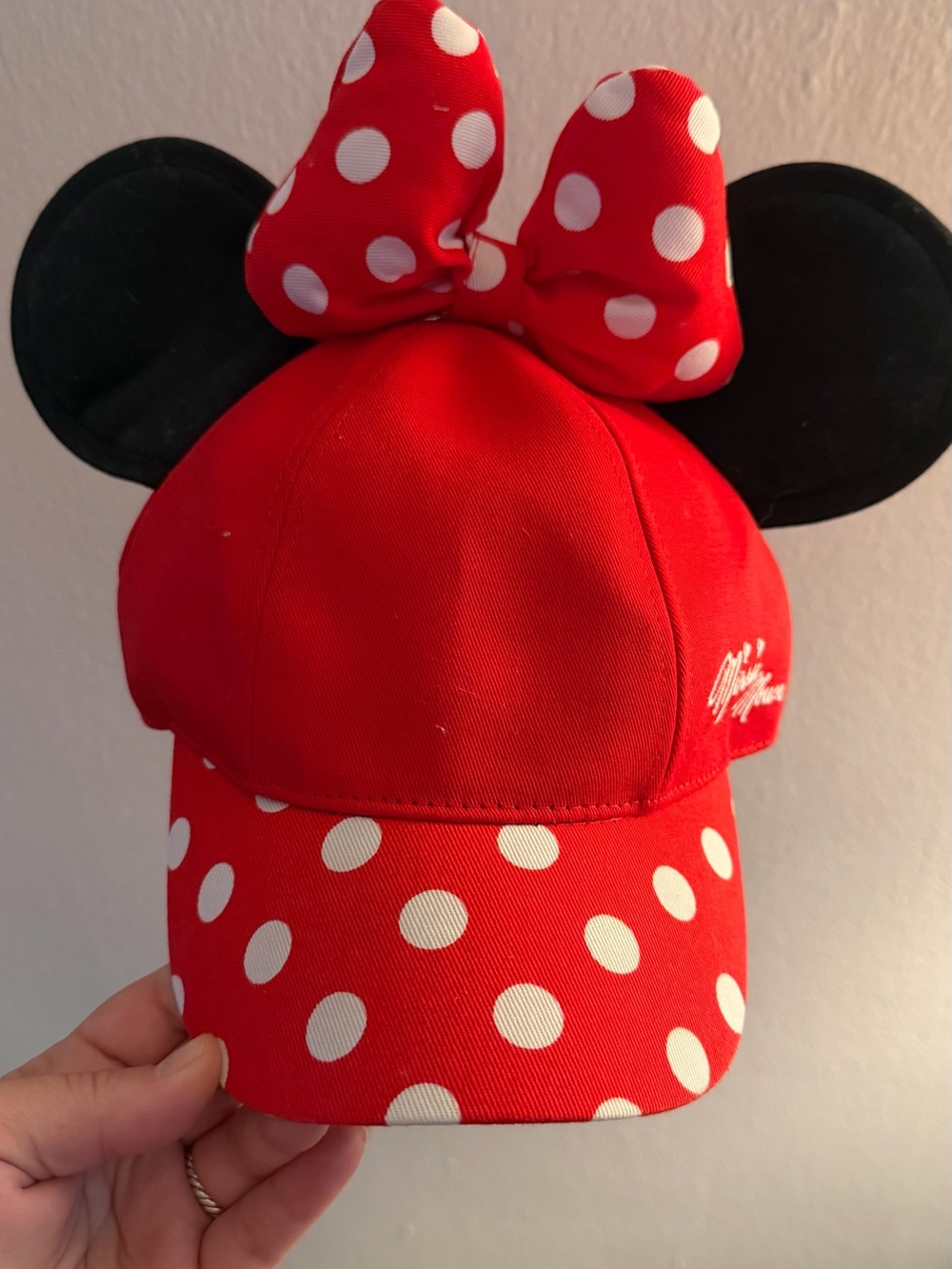 Disney Red and Black Minnie-Inspired Cap with Bow Detail